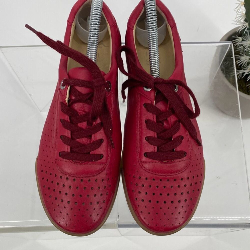 Ara Women's Leather Lace Up High Soft Comfort‎ Sneaker Shoes Red Size 6.5 - Picture 3 of 11